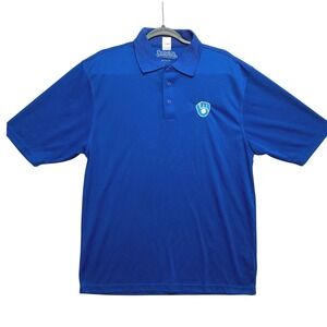 Milwaukee Brewers Polo Shirt Mens Medium Blue  MLB Embroidered Stitches Logo